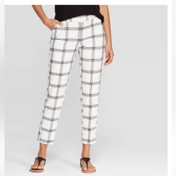 Target A New Day Plaid Mid-Rise Slim Stretch Ankle Pants 2 - Picture 1 of 12